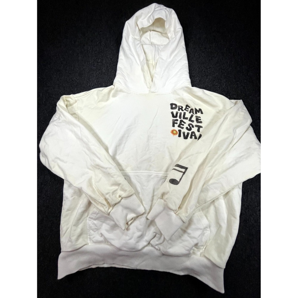 Dreamville Festival Hoodie Unisex L White J Cole Magnolia Flower Merch Pullover